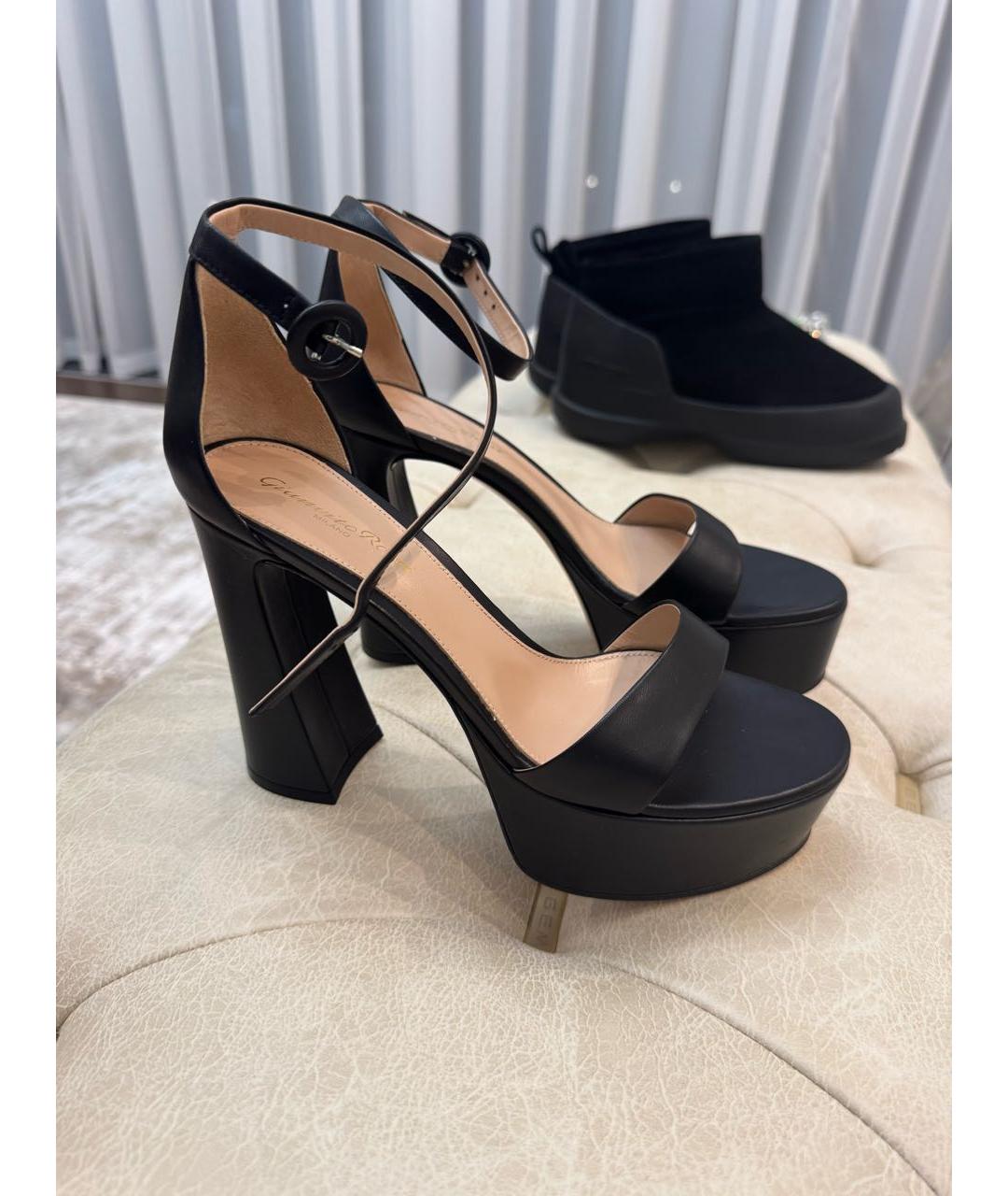 GIANVITO ROSSI Черные кожаные босоножки, фото 3