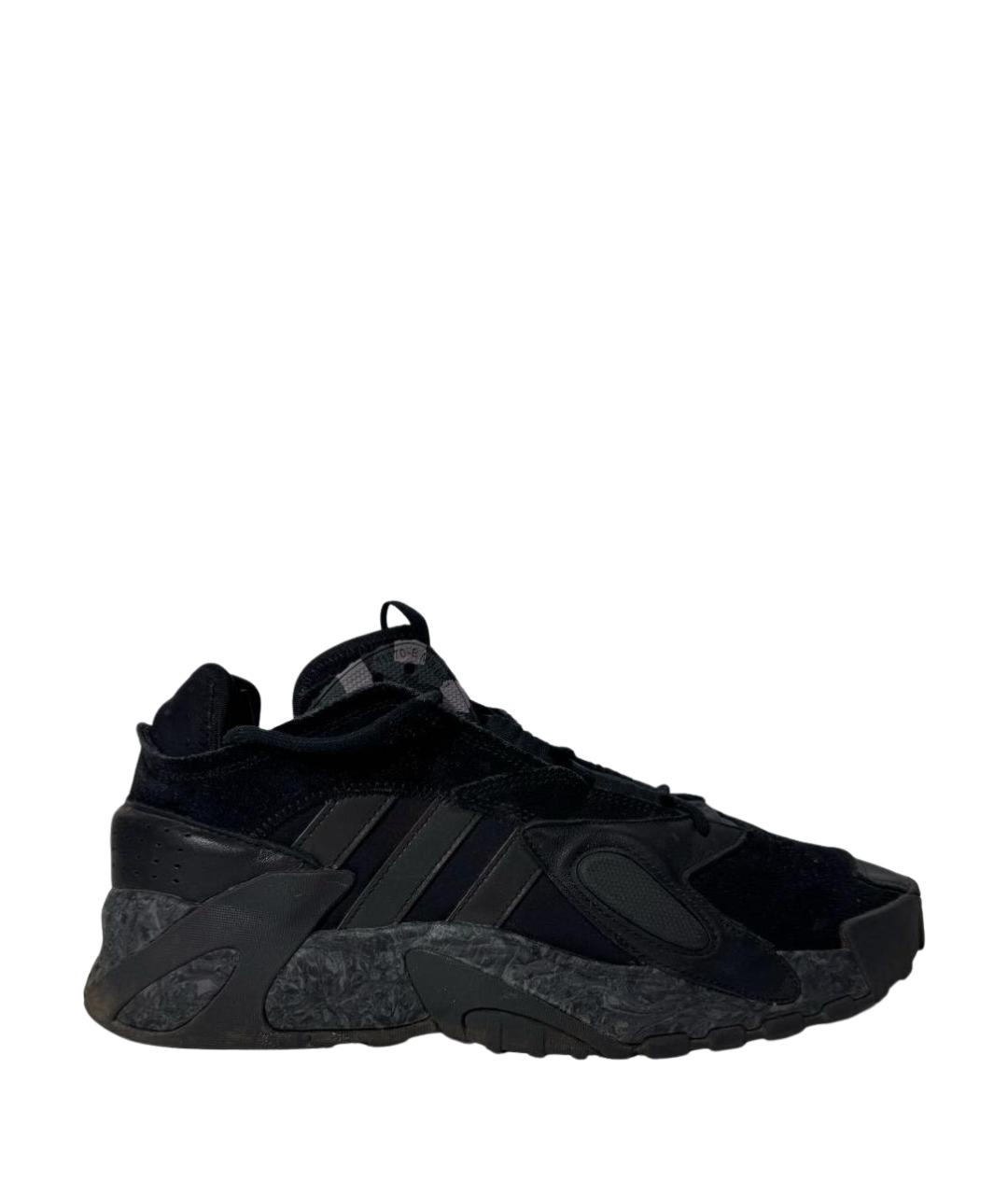 ADIDAS Черные кожаные высокие кроссовки / кеды, фото 1