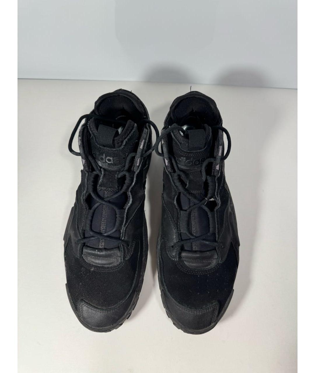 ADIDAS Черные кожаные высокие кроссовки / кеды, фото 2