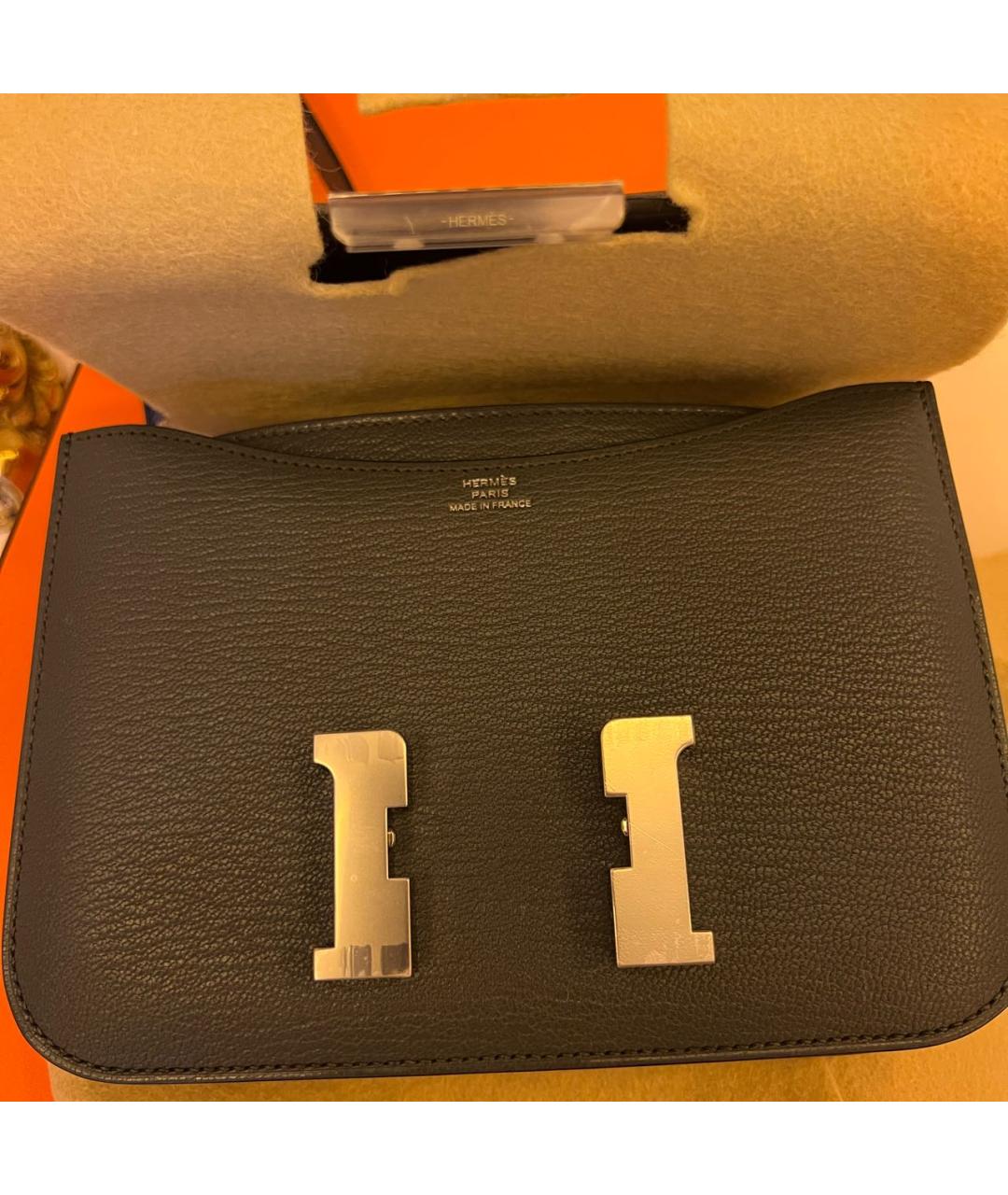 HERMES Серая кожаная сумка через плечо, фото 2