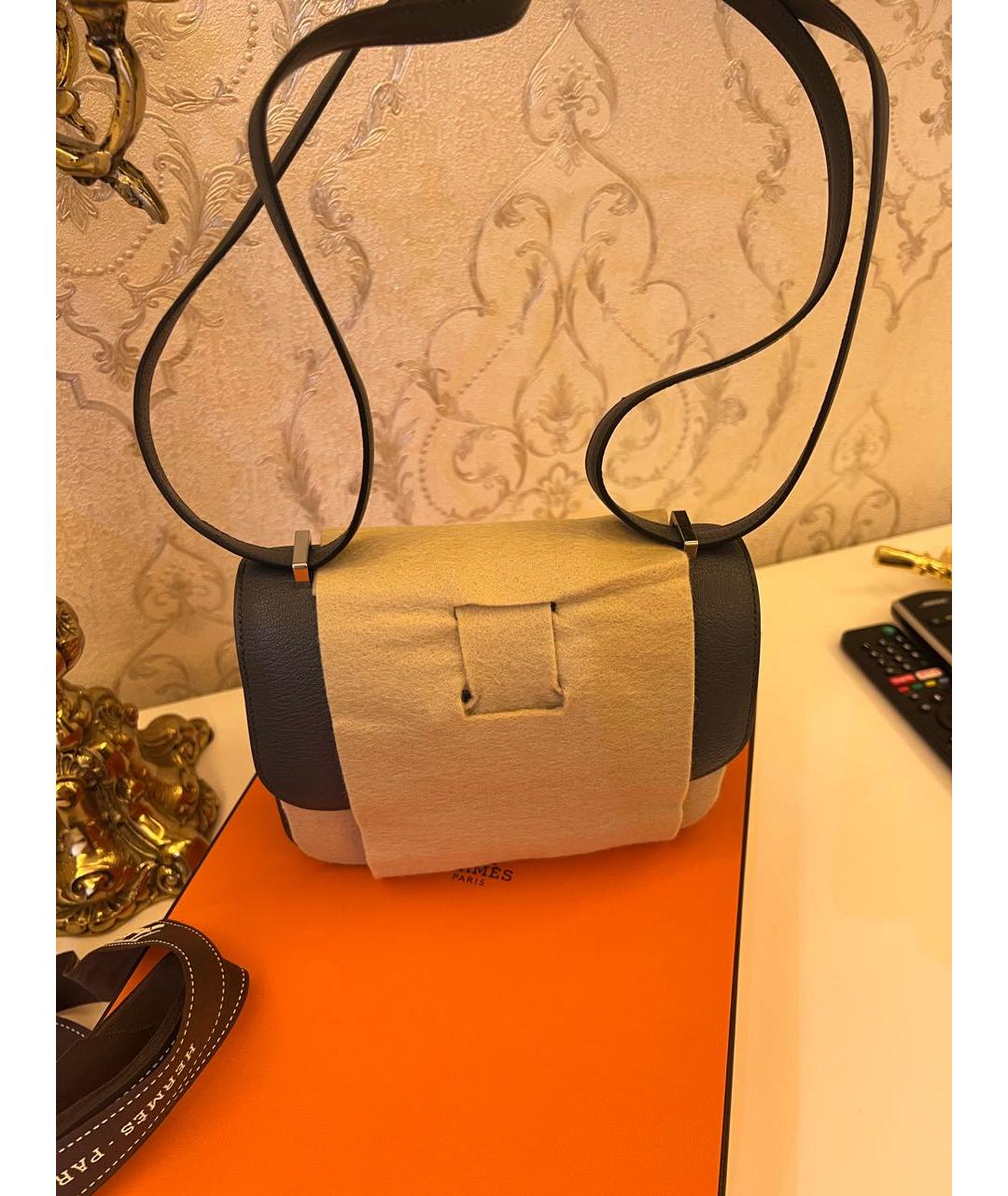 HERMES Серая кожаная сумка через плечо, фото 8