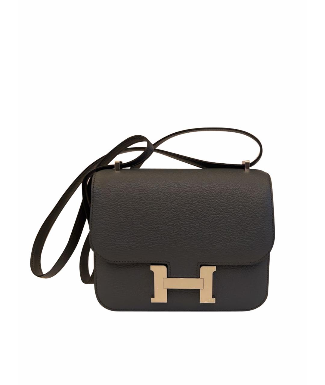 HERMES Серая кожаная сумка через плечо, фото 9