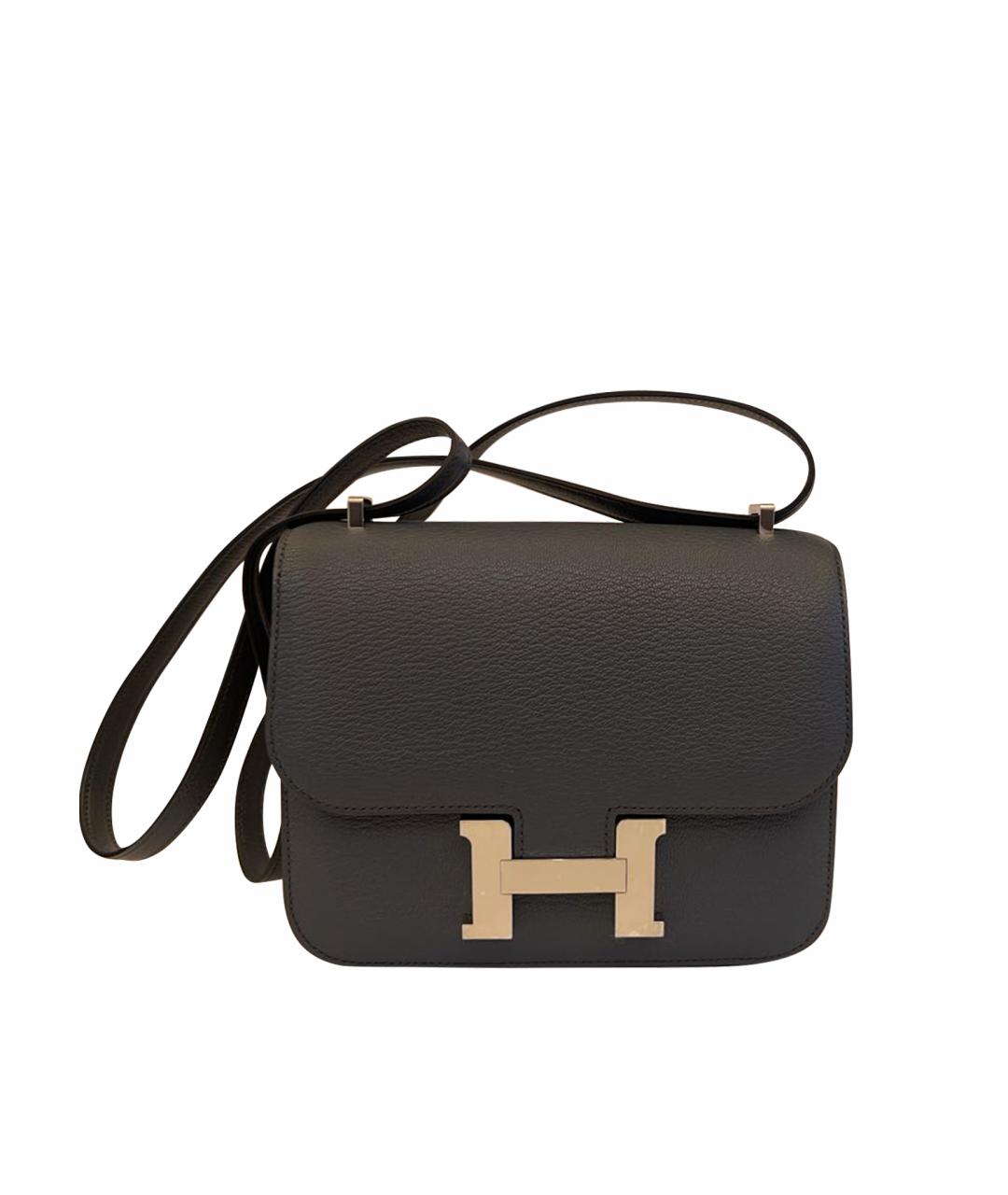 HERMES Серая кожаная сумка через плечо, фото 1