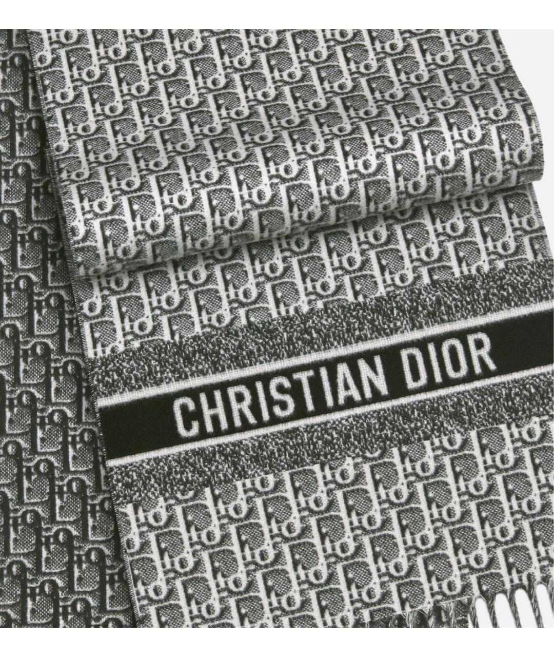 CHRISTIAN DIOR Черный кашемировый шарф, фото 3