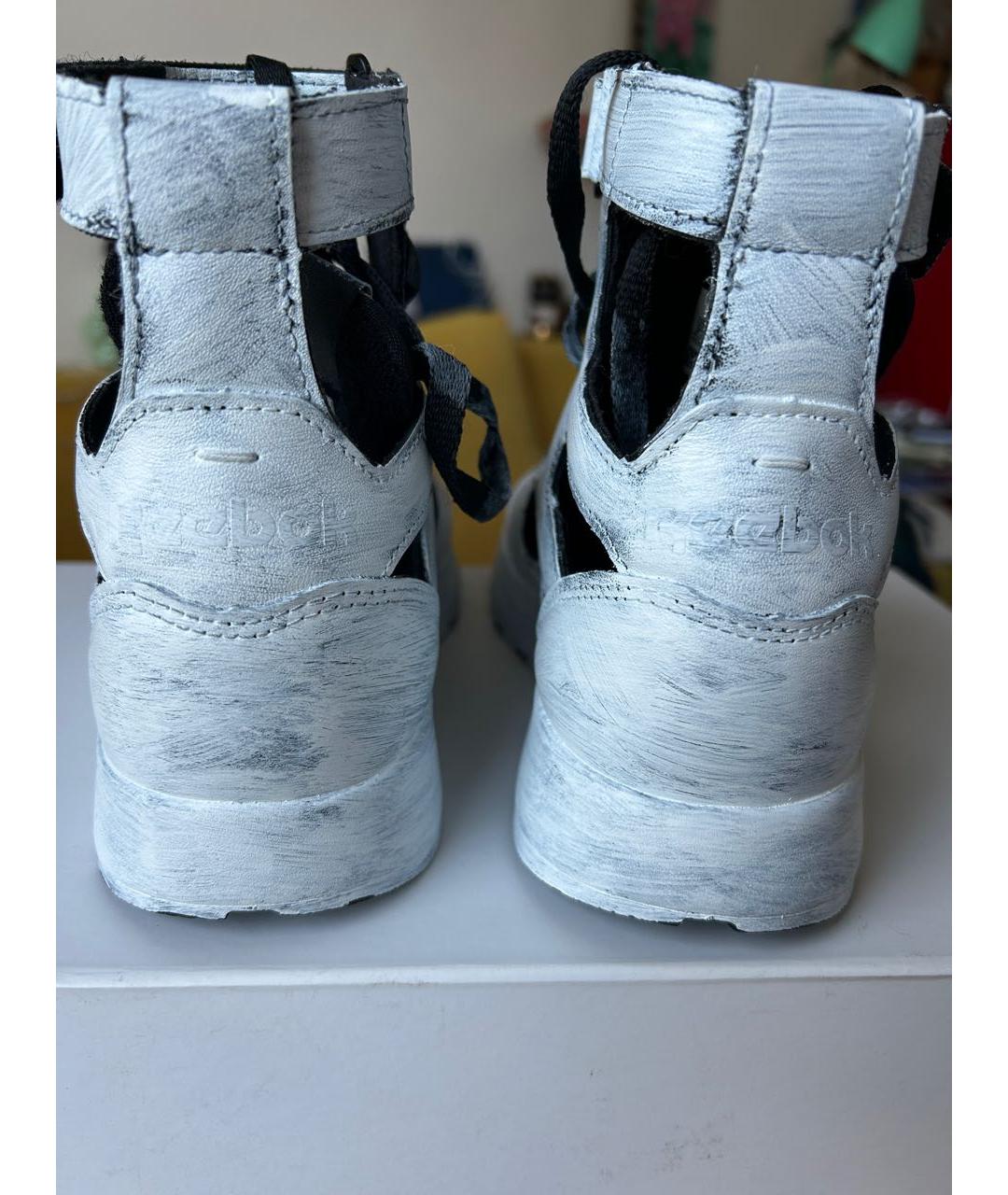 MAISON MARGIELA Антрацитовые кожаные высокие кроссовки / кеды, фото 3
