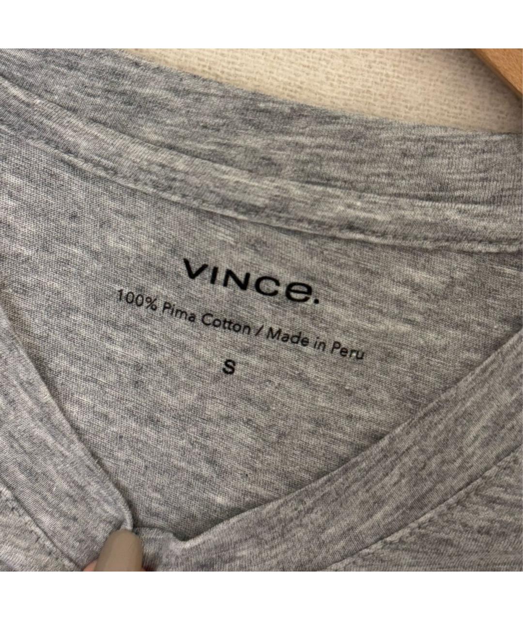 VINCE Серая хлопковая футболка, фото 3