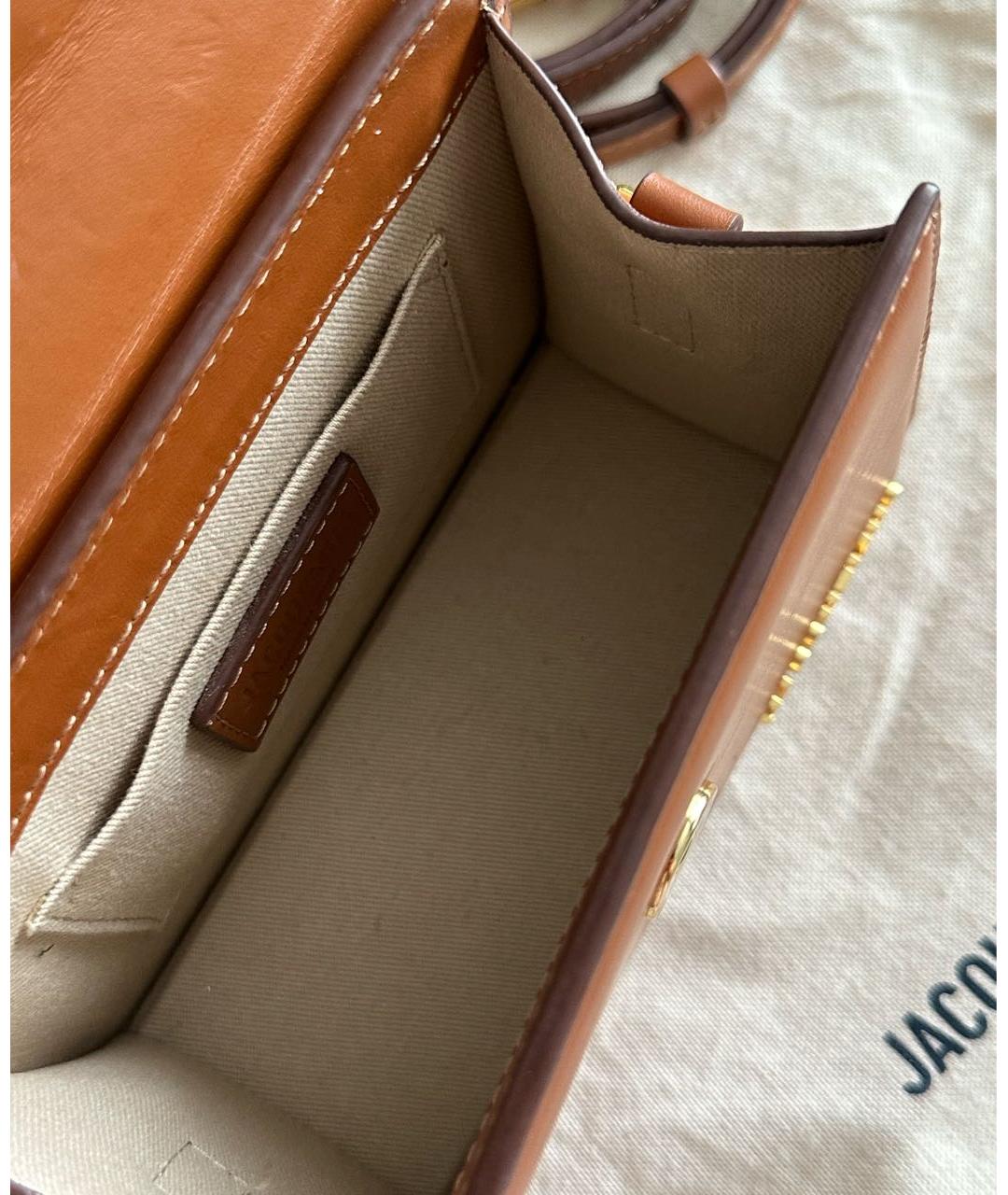 JACQUEMUS Оранжевая кожаная сумка с короткими ручками, фото 4