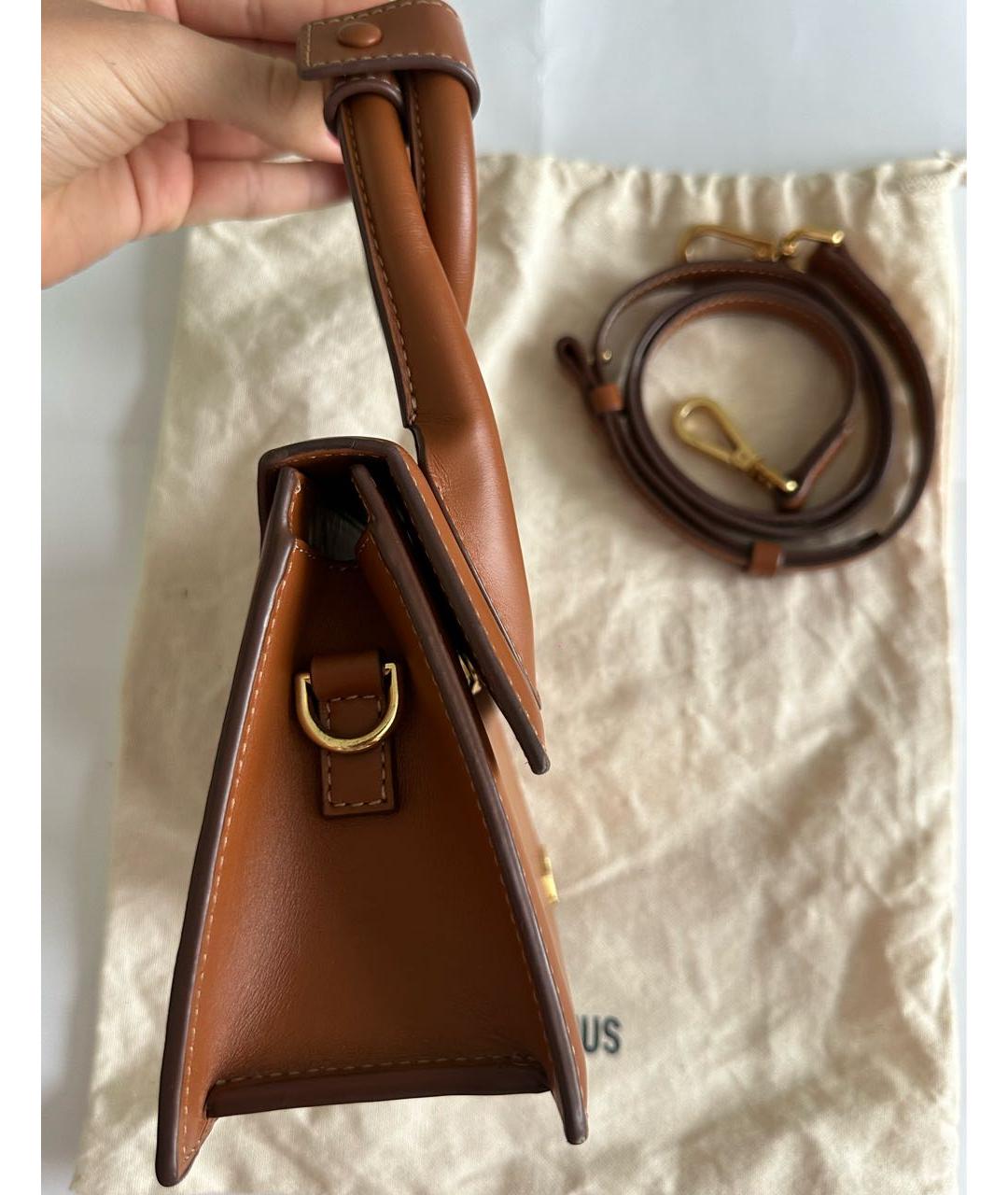 JACQUEMUS Оранжевая кожаная сумка с короткими ручками, фото 2