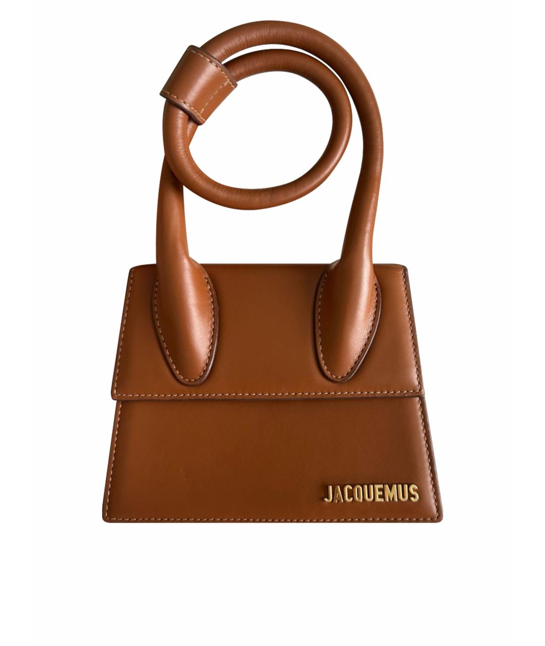 JACQUEMUS Оранжевая кожаная сумка с короткими ручками, фото 1