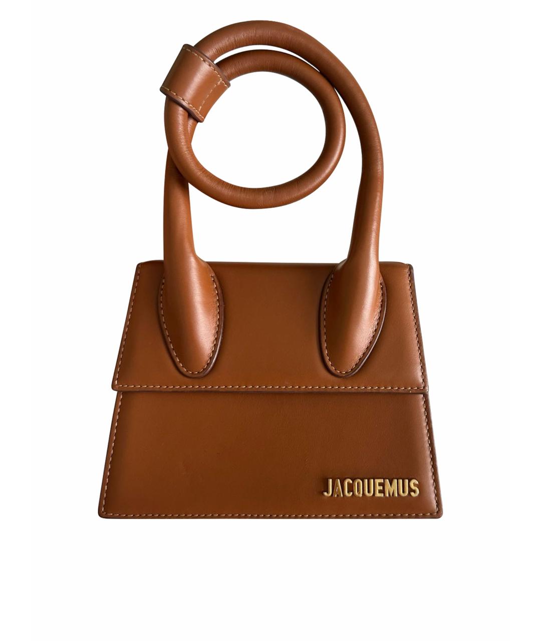 JACQUEMUS Оранжевая кожаная сумка с короткими ручками, фото 5