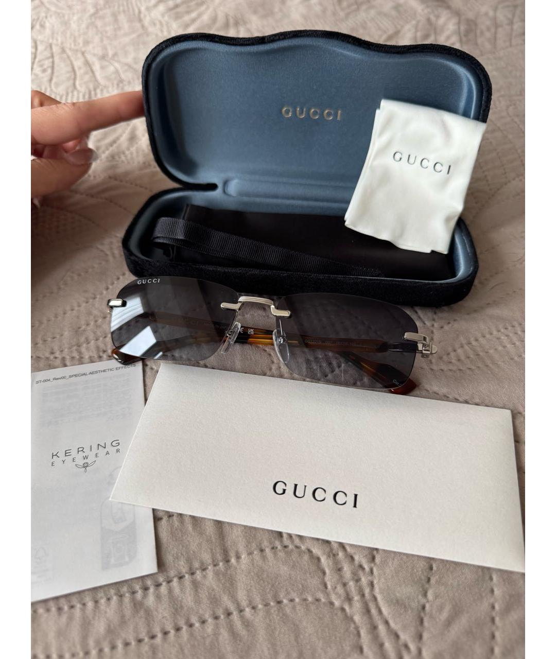 GUCCI Темно-синие металлические солнцезащитные очки, фото 5