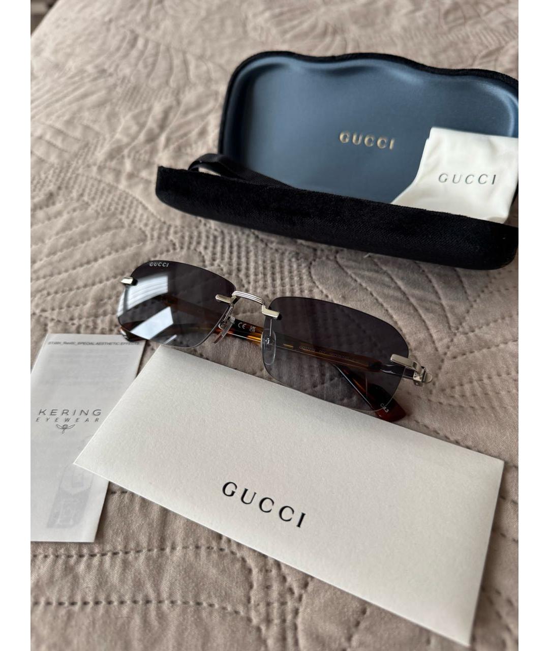 GUCCI Темно-синие металлические солнцезащитные очки, фото 4