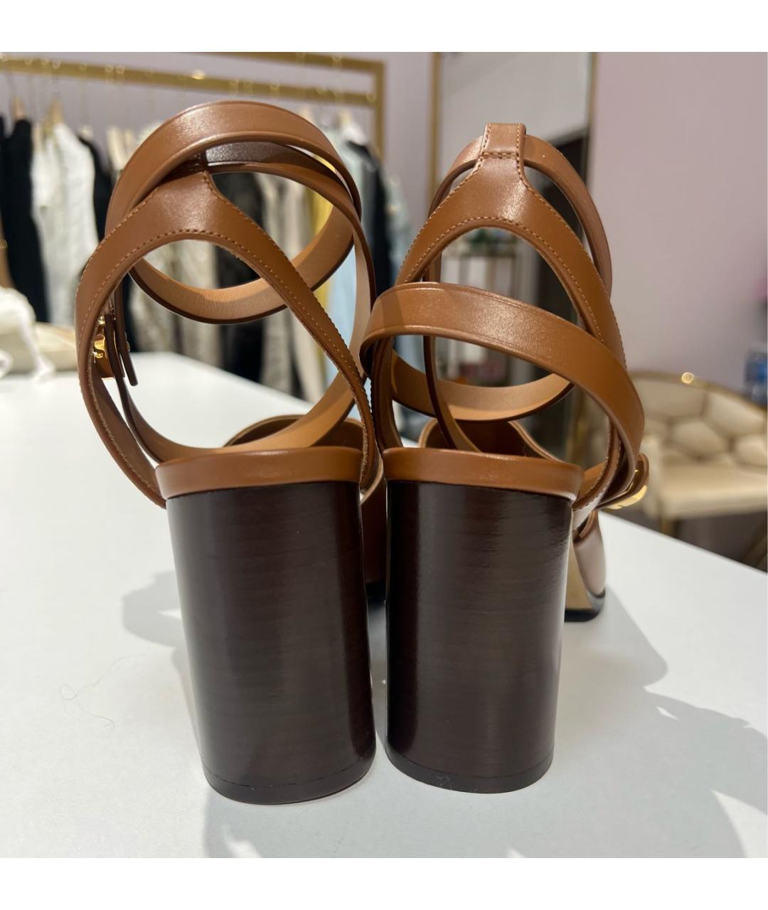 CHRISTIAN DIOR Коричневые кожаные босоножки, фото 3