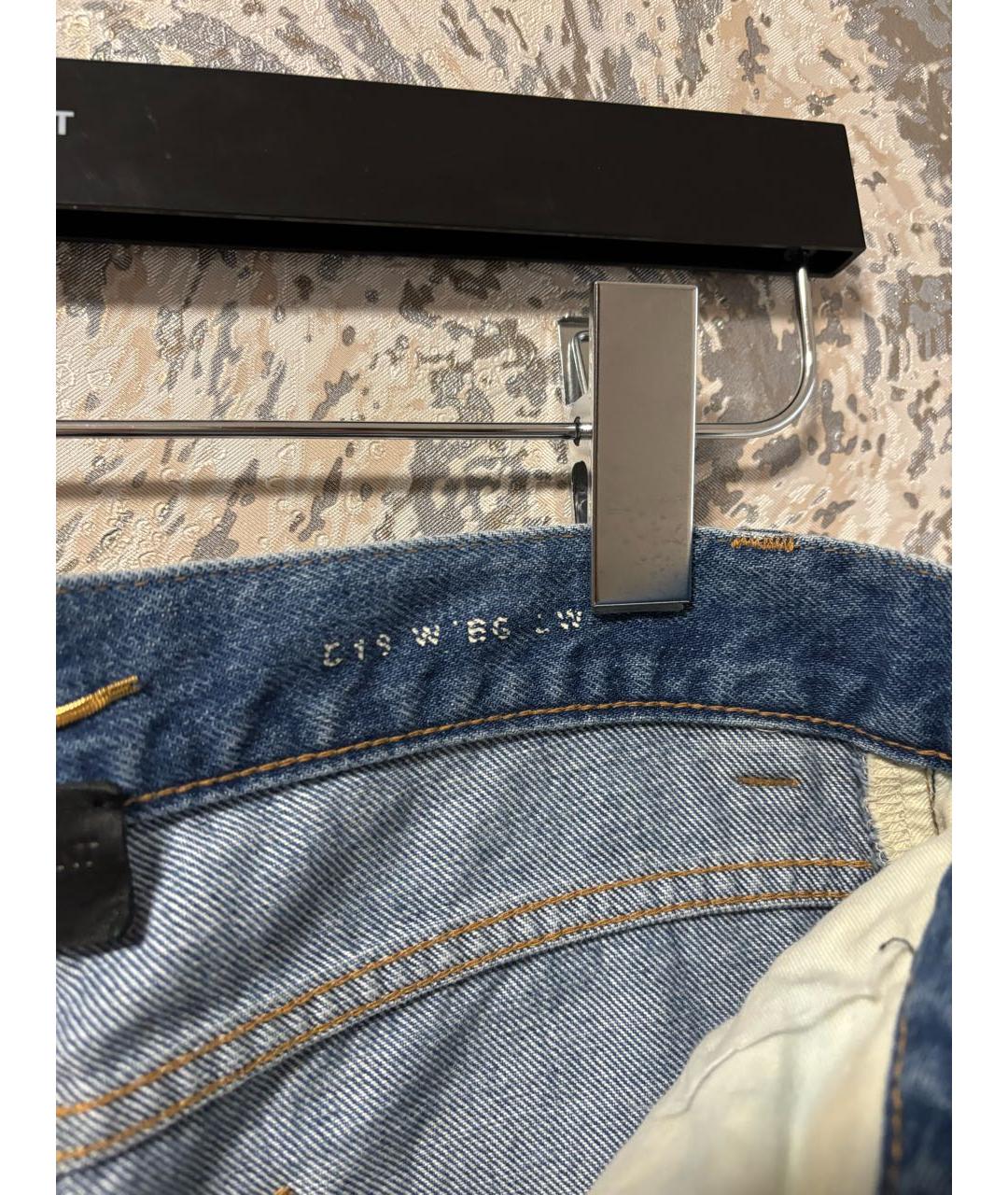 SAINT LAURENT Синие хлопковые прямые джинсы, фото 4