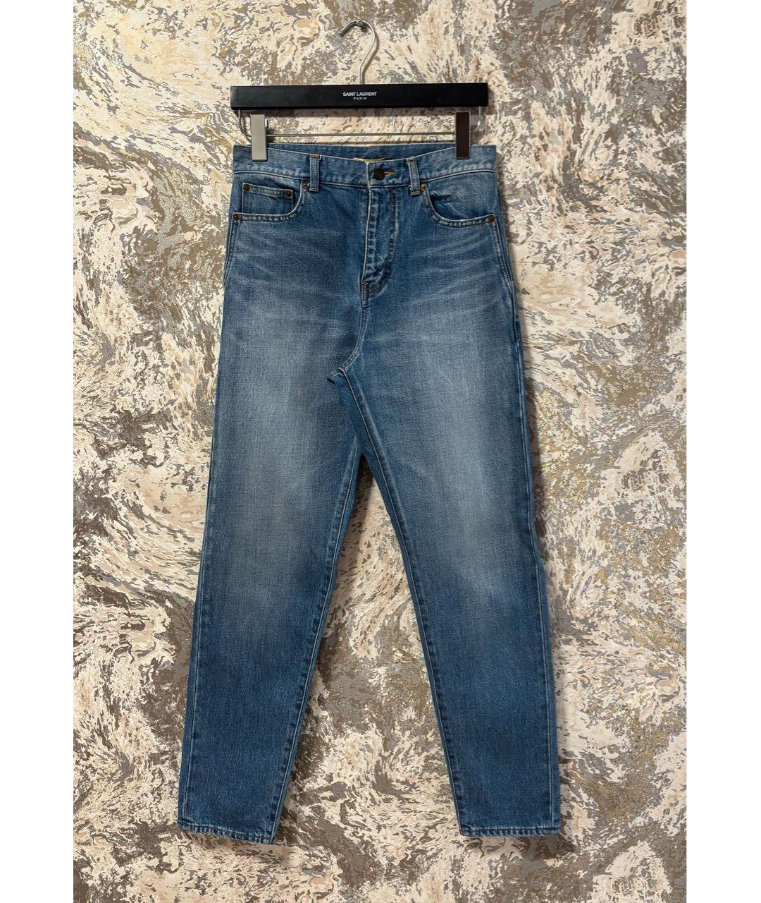 SAINT LAURENT Синие хлопковые прямые джинсы, фото 9