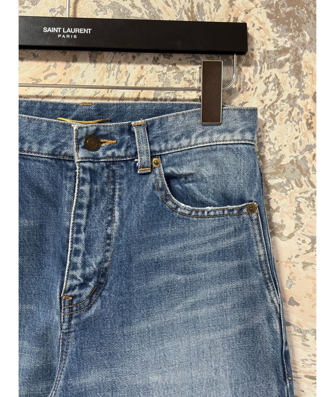 SAINT LAURENT Синие хлопковые прямые джинсы, фото 6