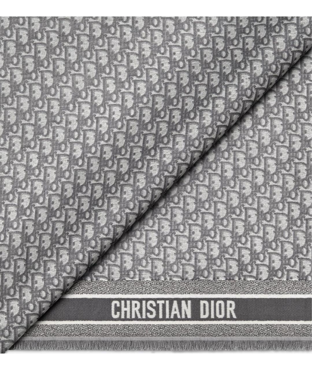 CHRISTIAN DIOR Серый шарф, фото 3