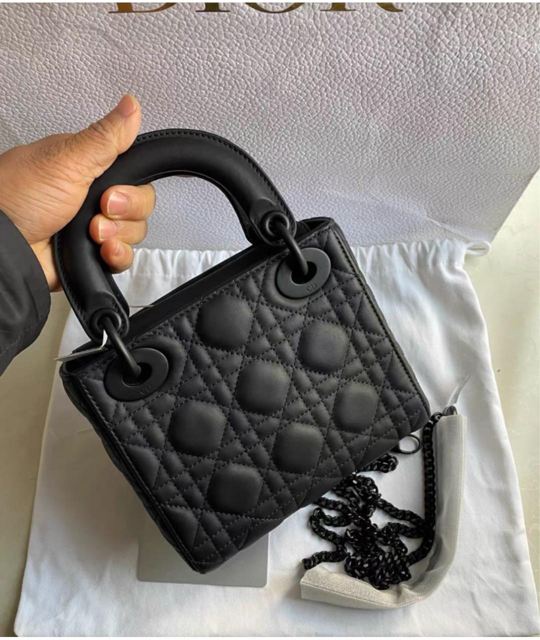 CHRISTIAN DIOR Черная кожаная сумка с короткими ручками, фото 4