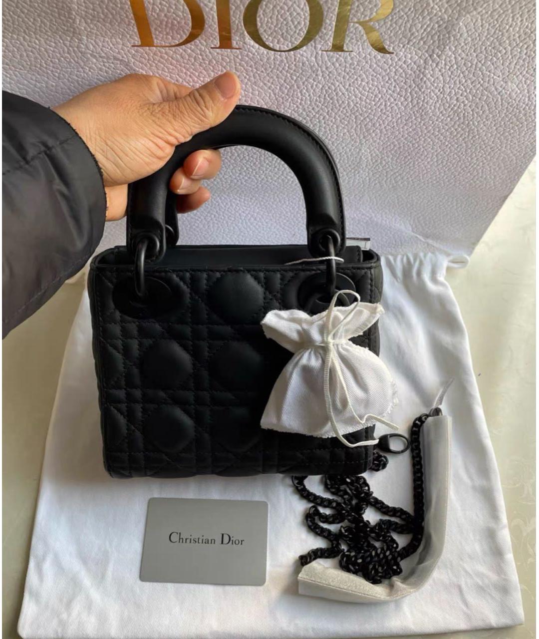 CHRISTIAN DIOR Черная кожаная сумка с короткими ручками, фото 3
