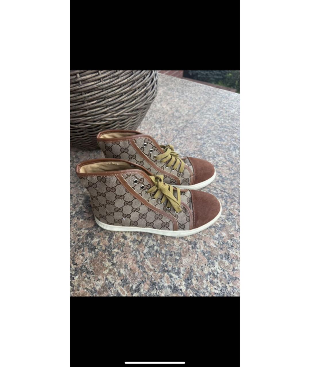 GUCCI Бежевые кеды из искусственной кожи, фото 2