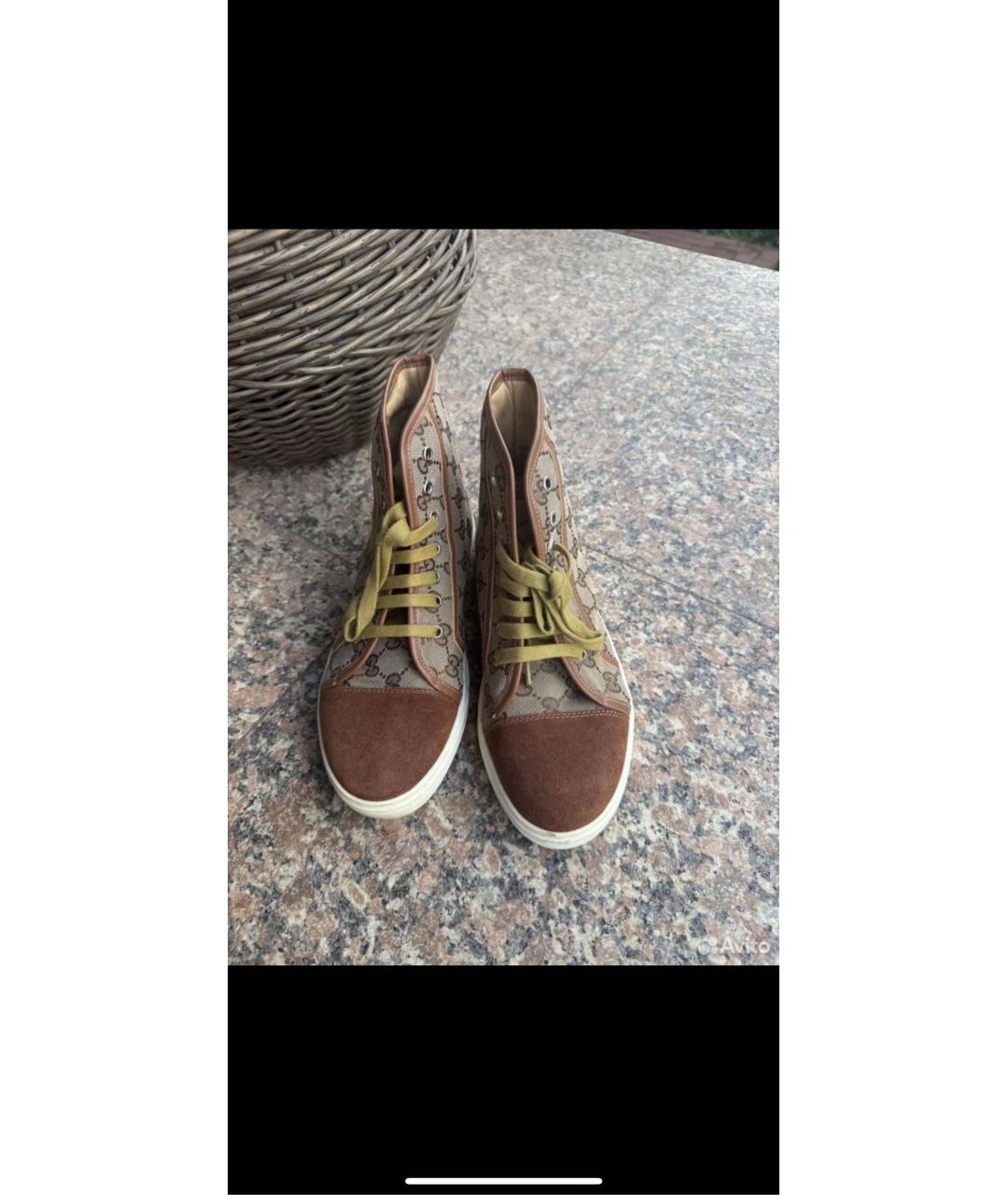 GUCCI Бежевые кеды из искусственной кожи, фото 3