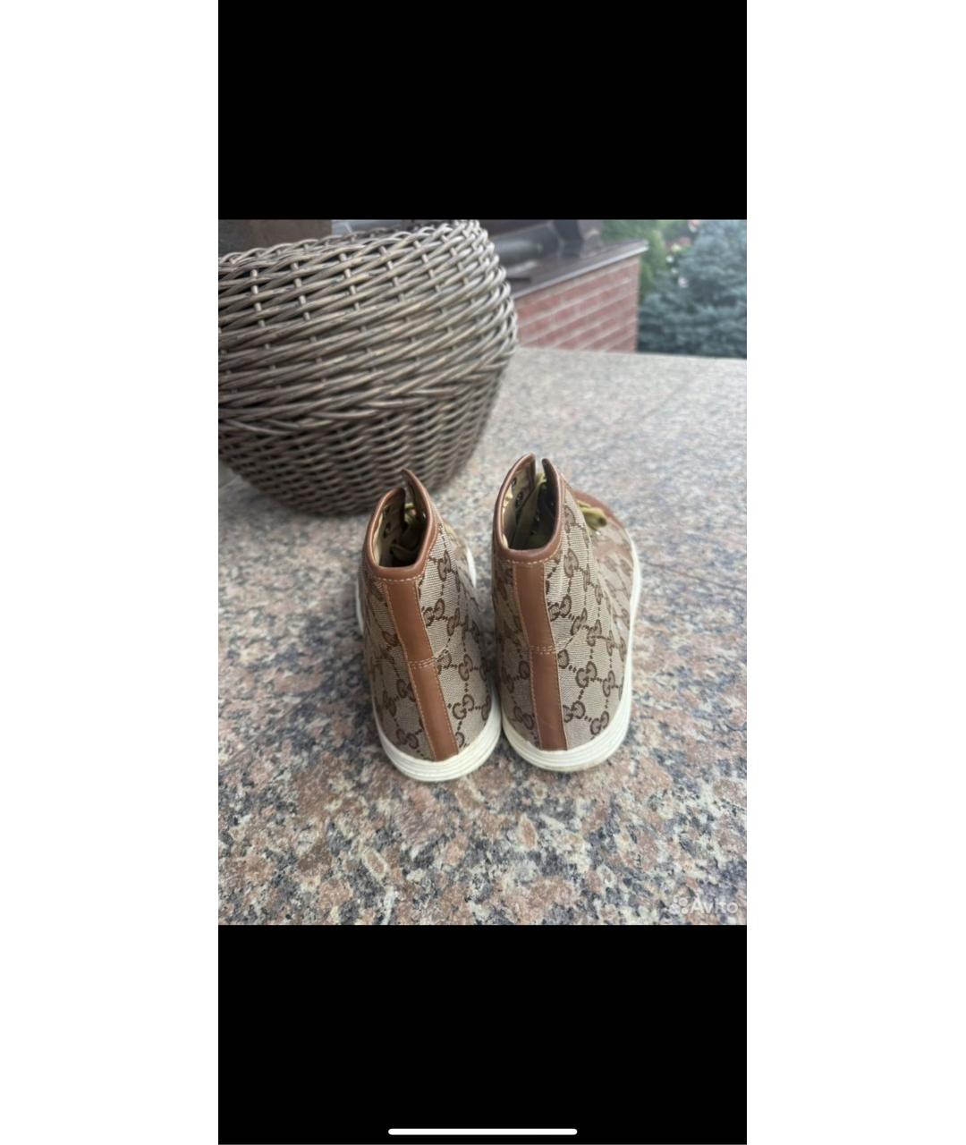 GUCCI Бежевые кеды из искусственной кожи, фото 4