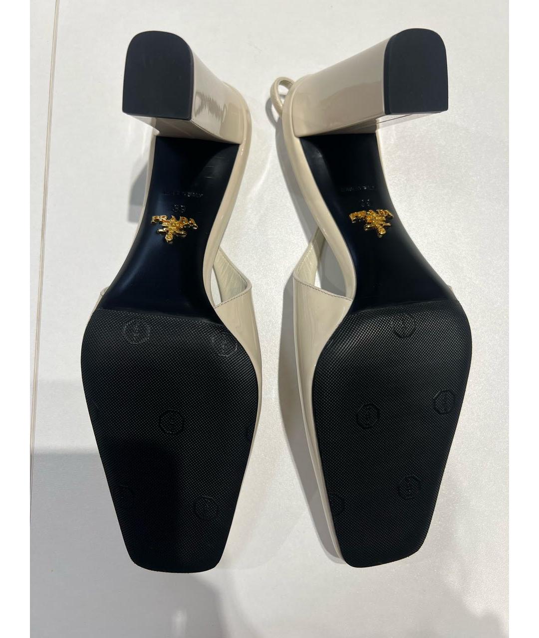 PRADA Бежевые кожаные босоножки, фото 4