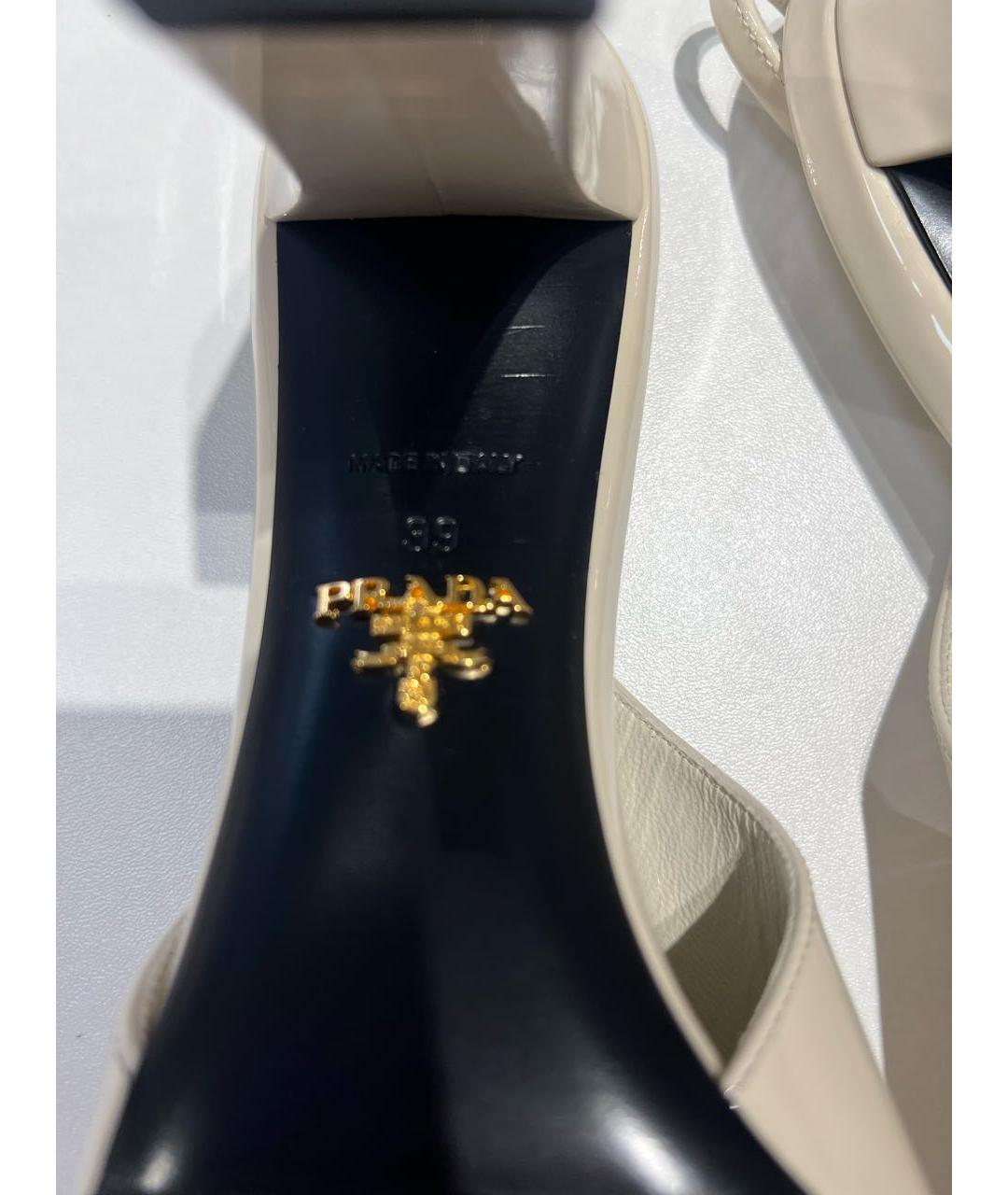 PRADA Бежевые кожаные босоножки, фото 5