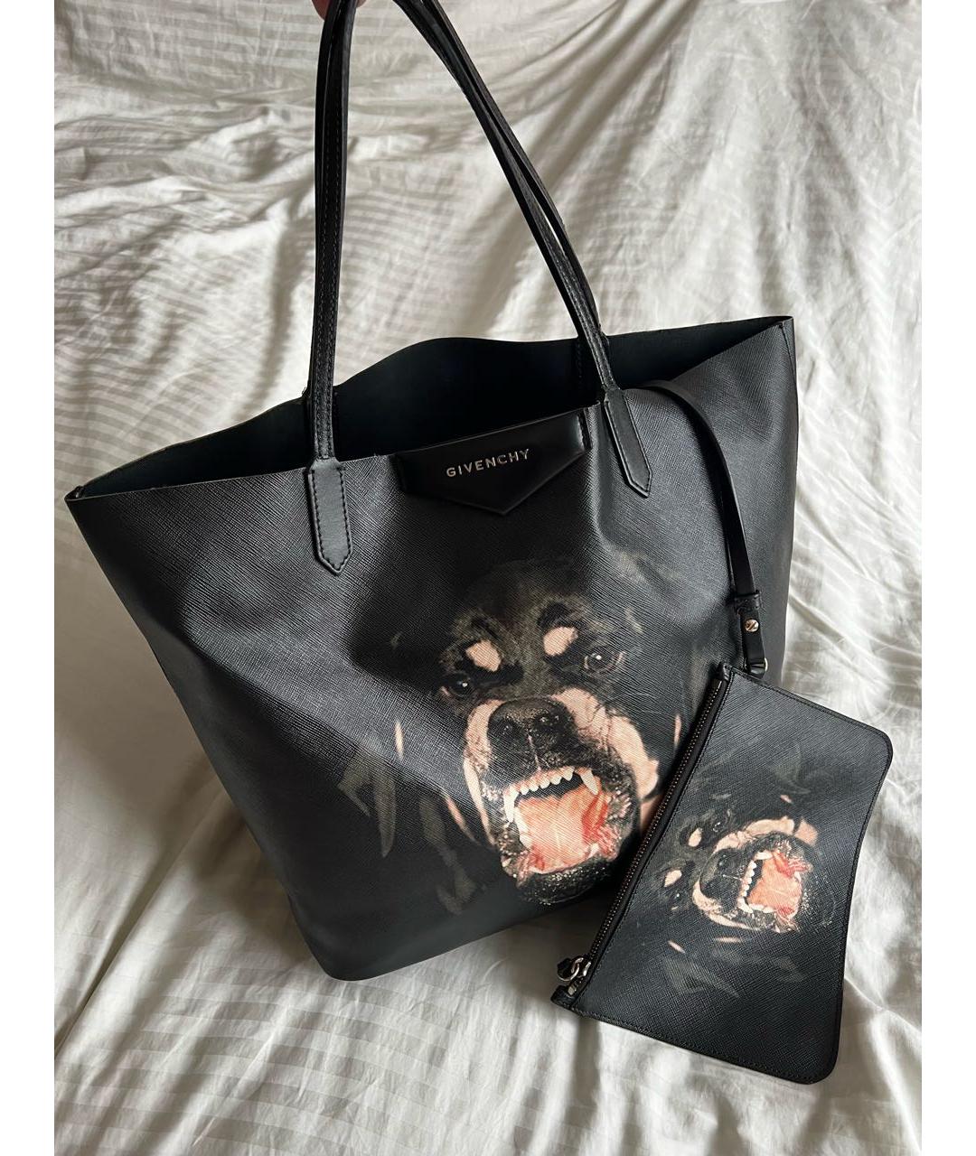 GIVENCHY Черная кожаная сумка тоут, фото 9