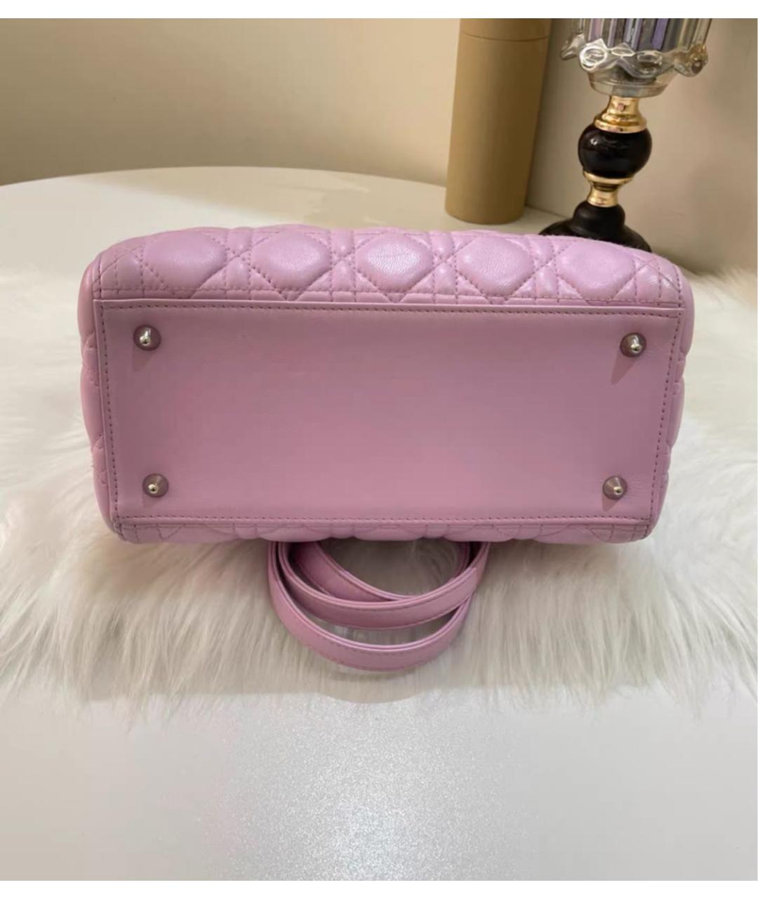CHRISTIAN DIOR Розовая кожаная сумка с короткими ручками, фото 6