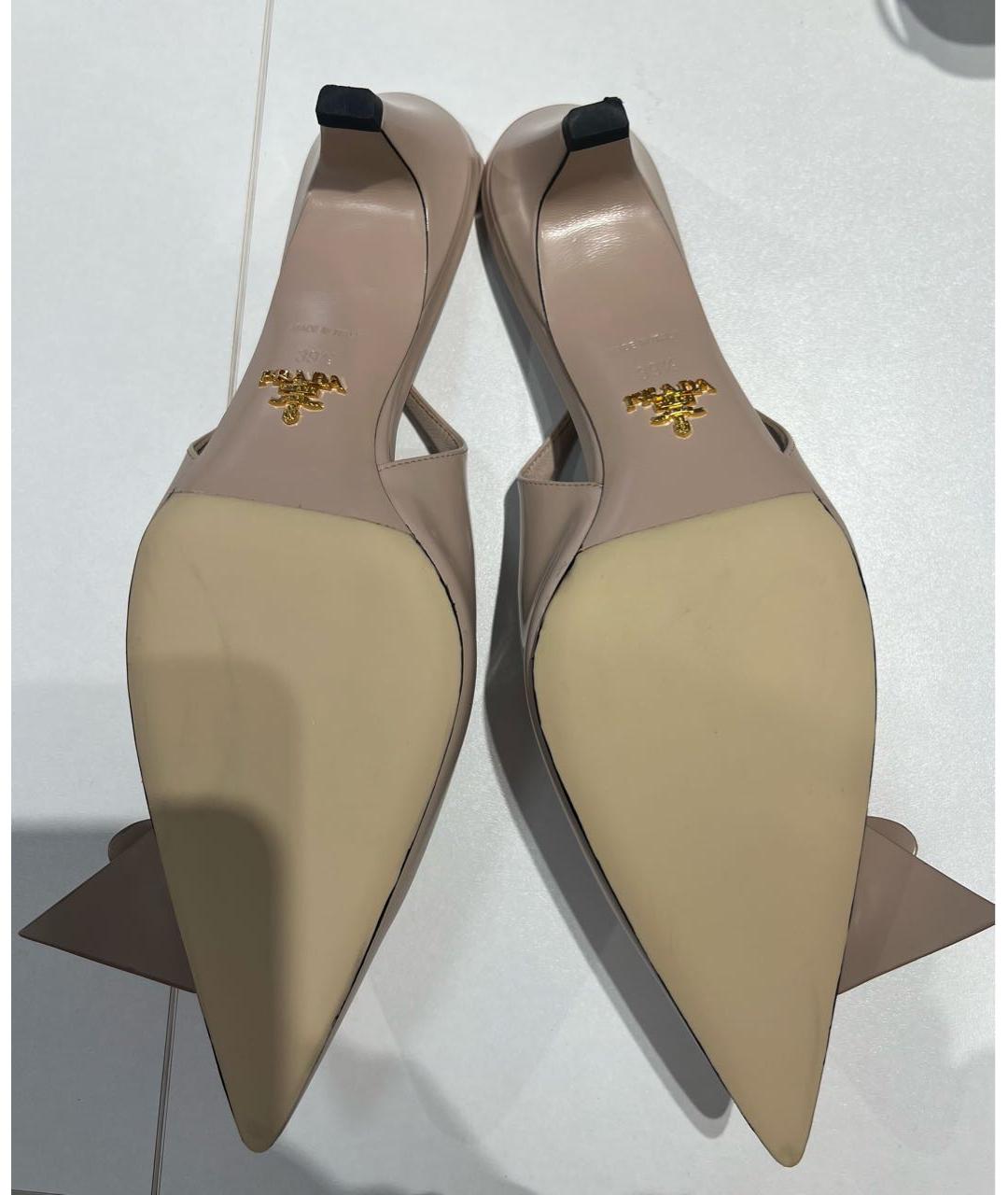 PRADA Бежевые кожаные босоножки, фото 4