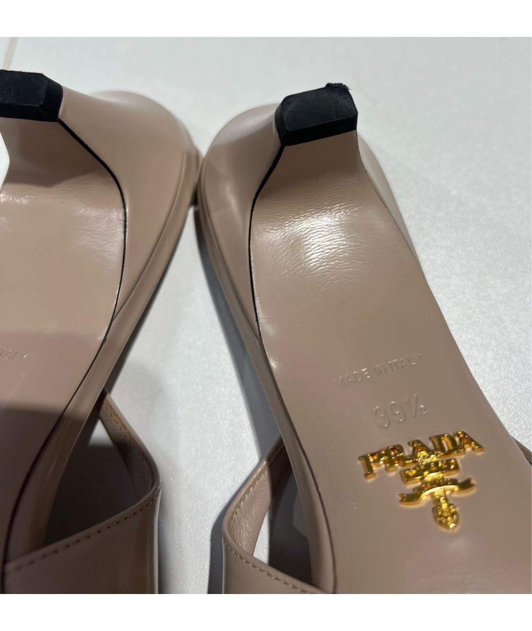PRADA Бежевые кожаные босоножки, фото 5