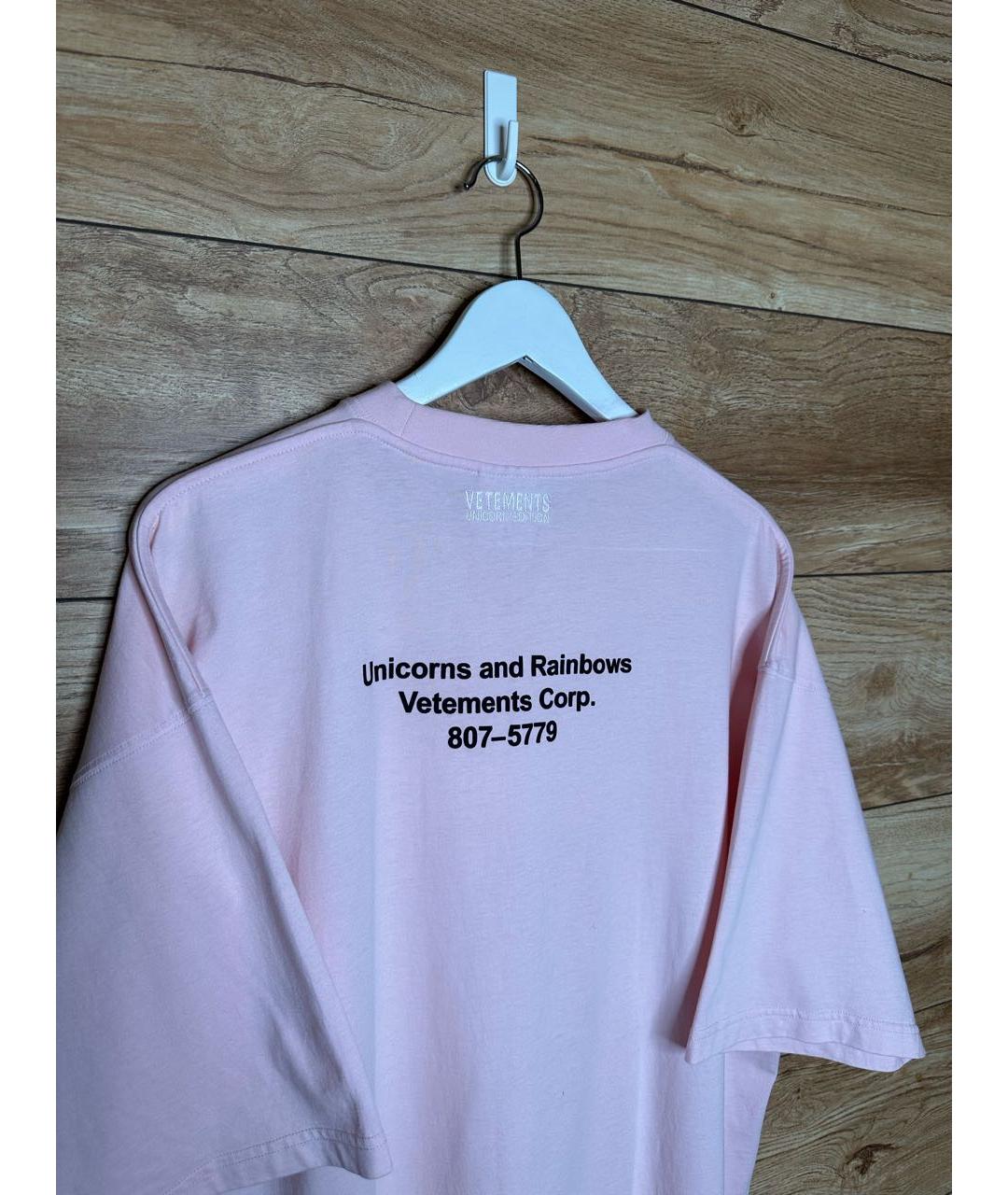 VETEMENTS Розовая хлопковая футболка, фото 4