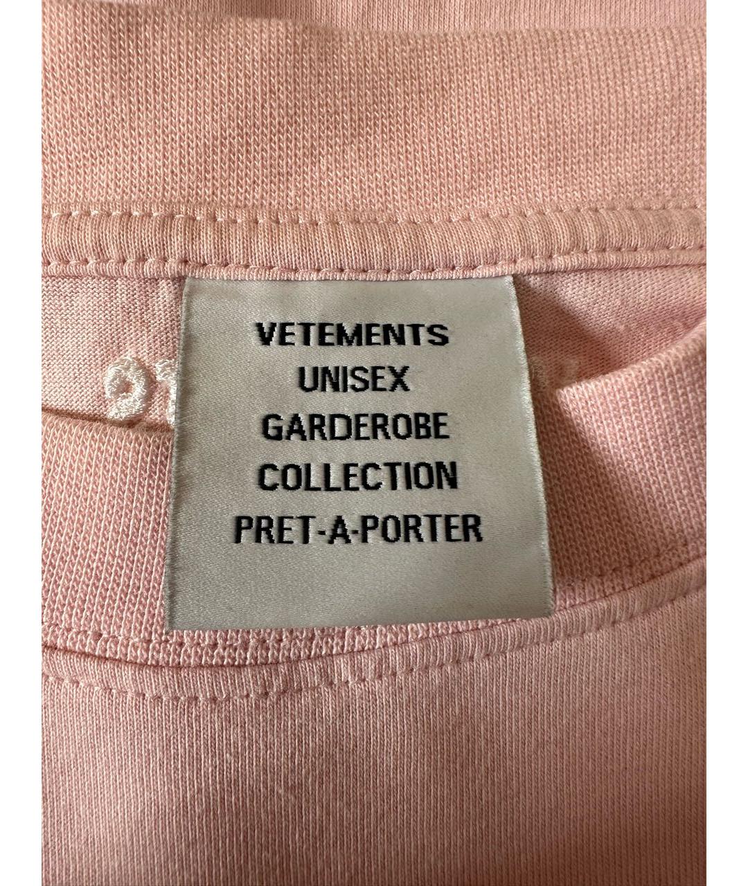 VETEMENTS Розовая хлопковая футболка, фото 5