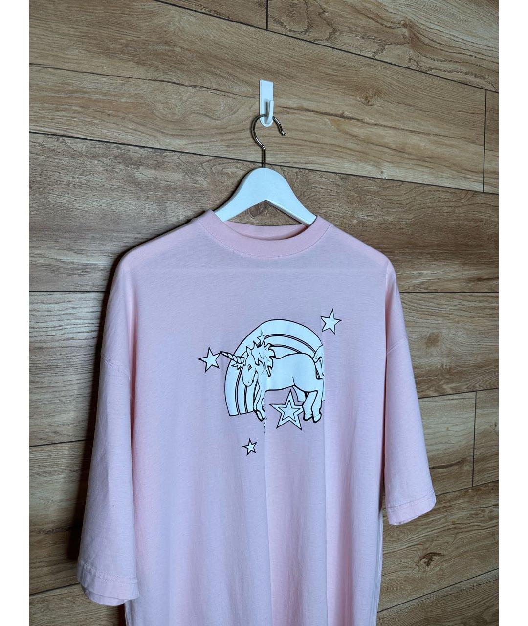 VETEMENTS Розовая хлопковая футболка, фото 3
