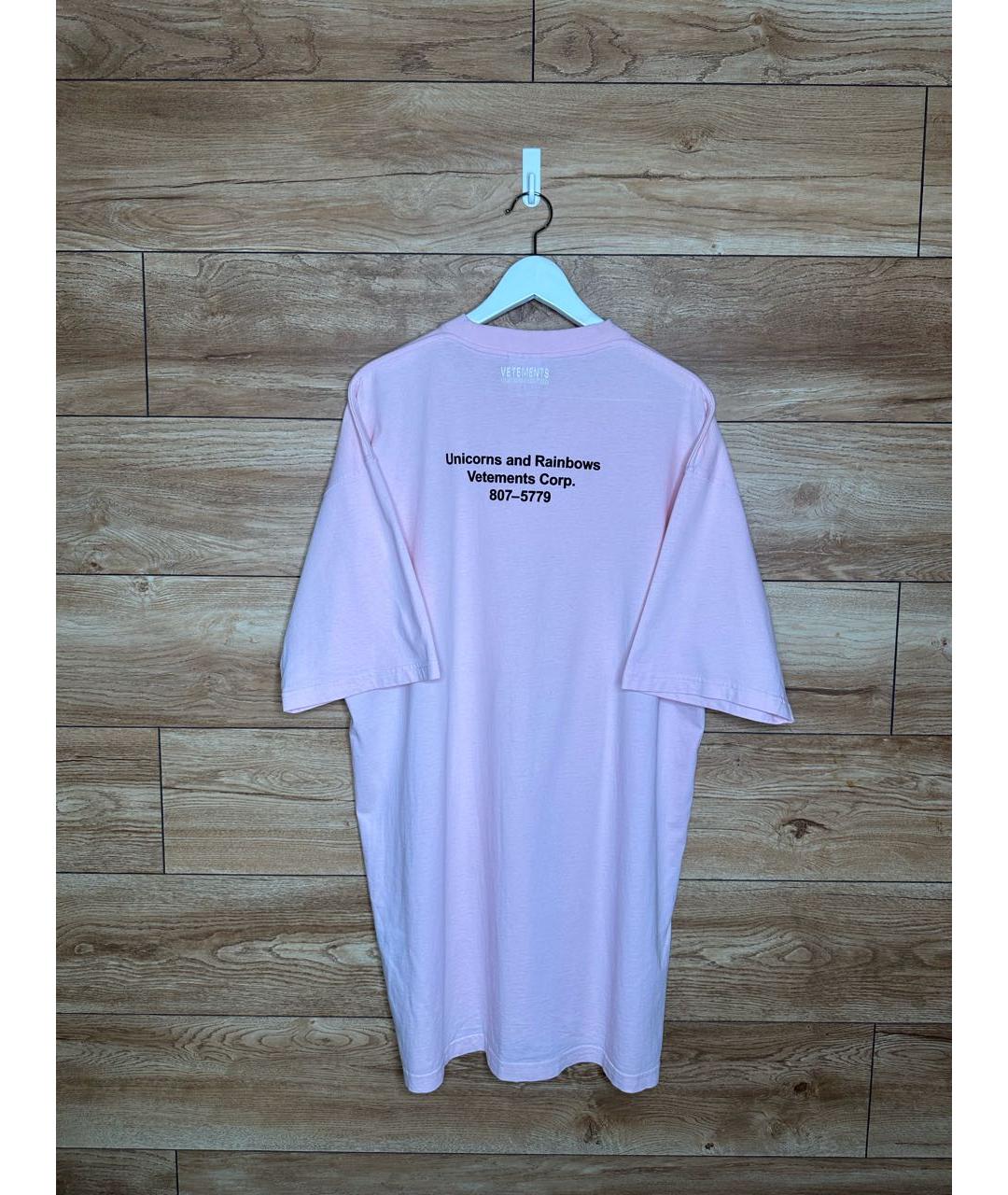 VETEMENTS Розовая хлопковая футболка, фото 2