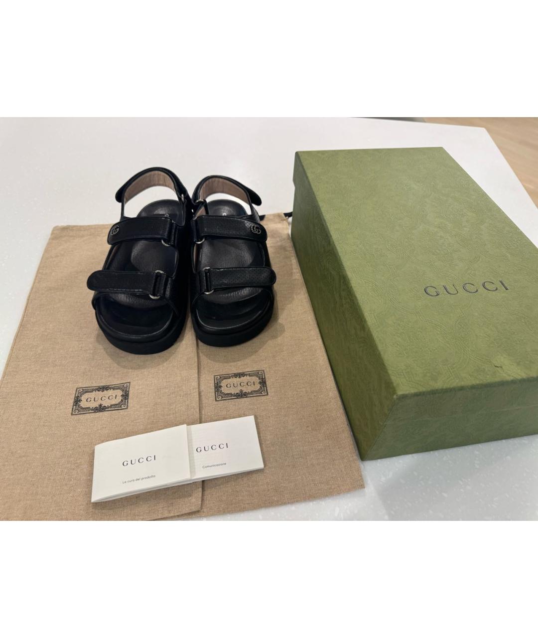 GUCCI Черные кожаные сандалии, фото 8