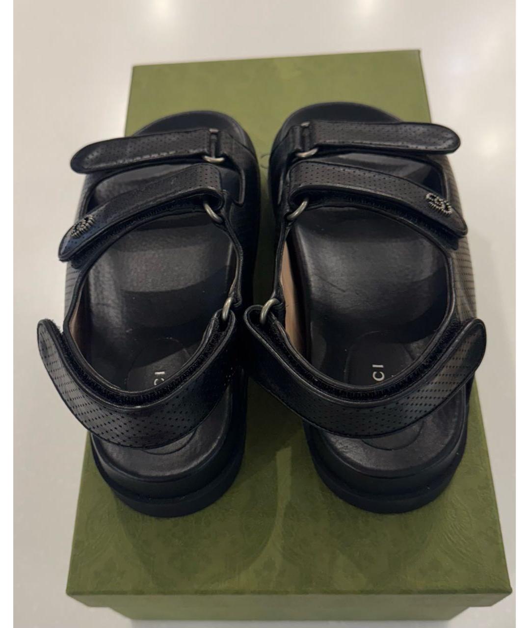 GUCCI Черные кожаные сандалии, фото 3