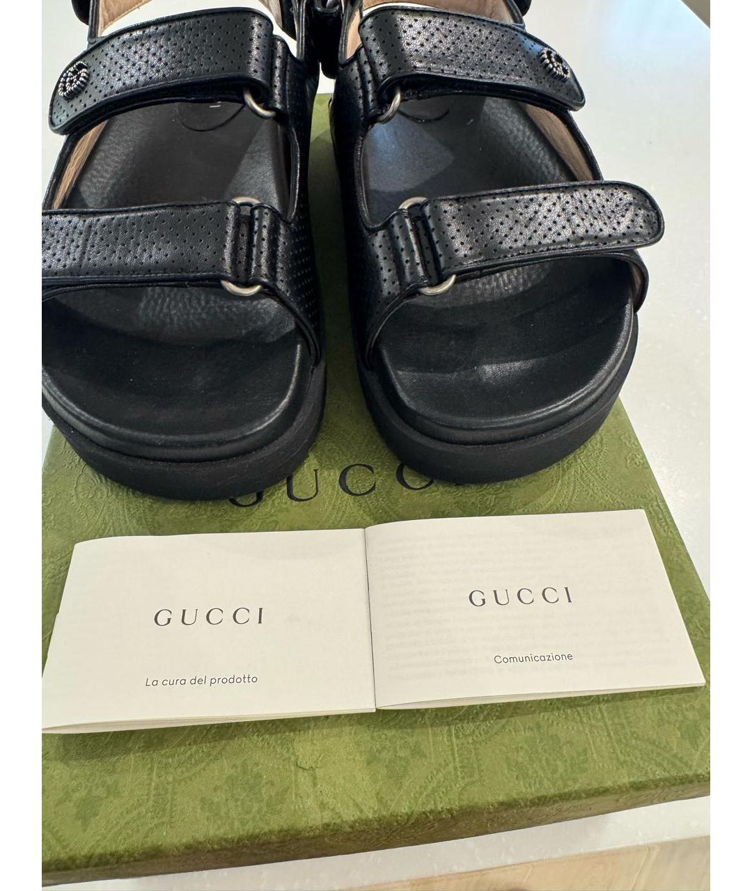 GUCCI Черные кожаные сандалии, фото 7