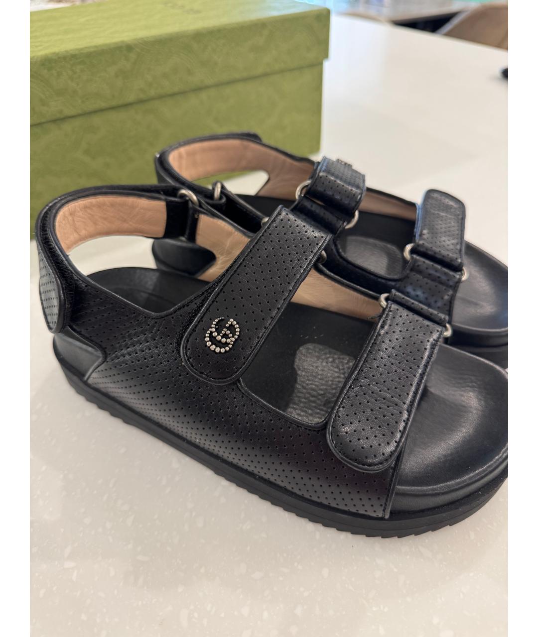 GUCCI Черные кожаные сандалии, фото 9