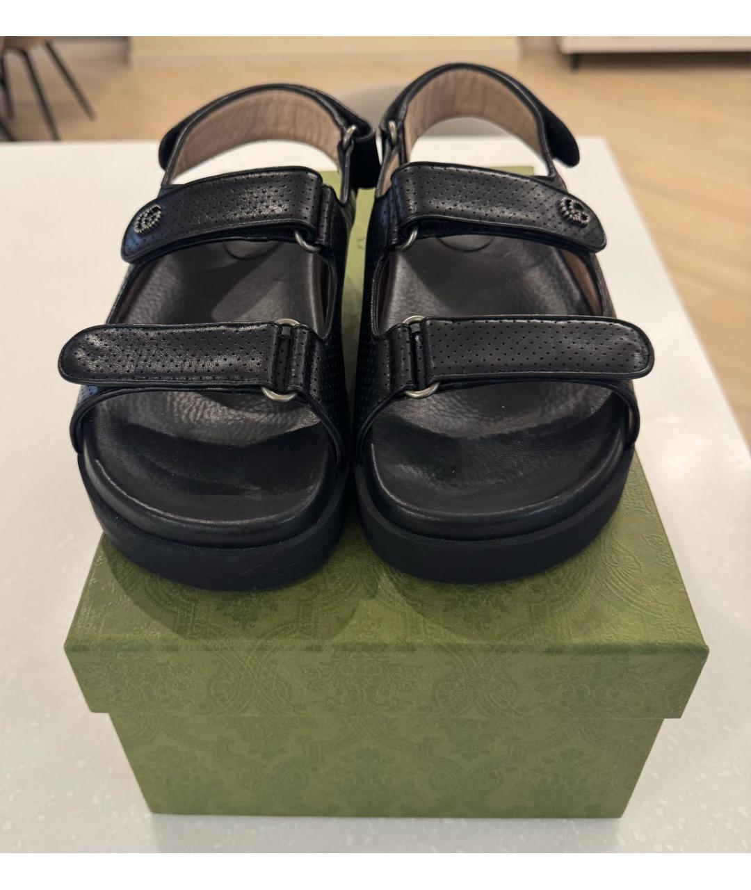 GUCCI Черные кожаные сандалии, фото 2