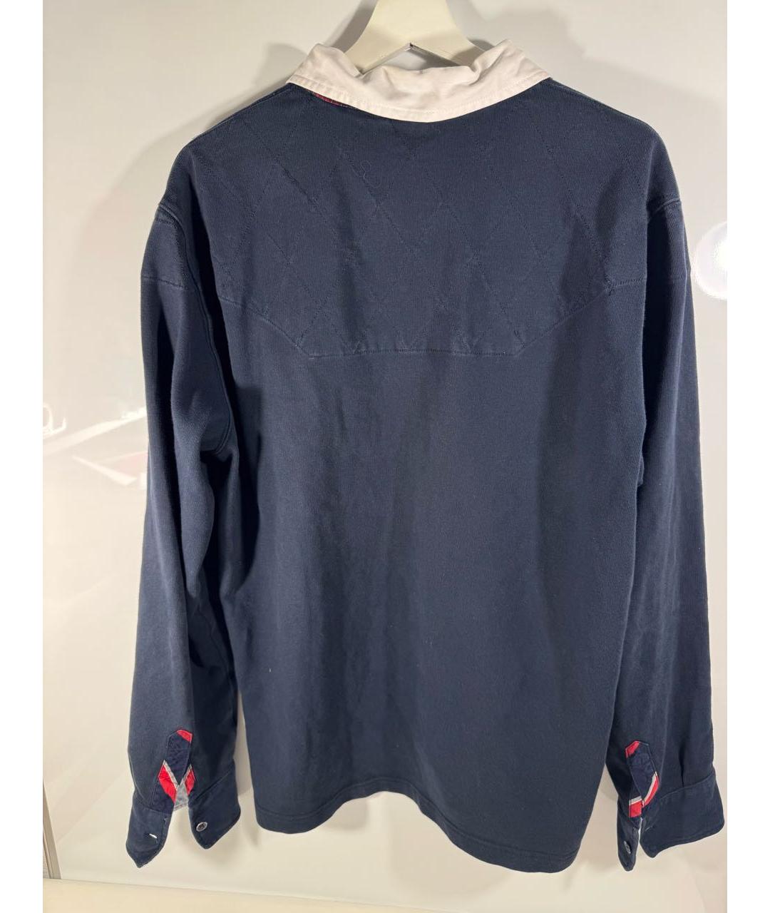 POLO RALPH LAUREN Темно-синее хлопковое поло с длинным рукавом, фото 2