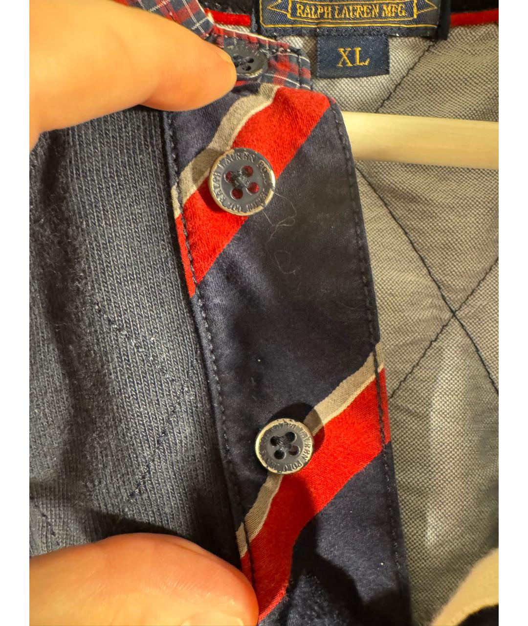 POLO RALPH LAUREN Темно-синее хлопковое поло с длинным рукавом, фото 6