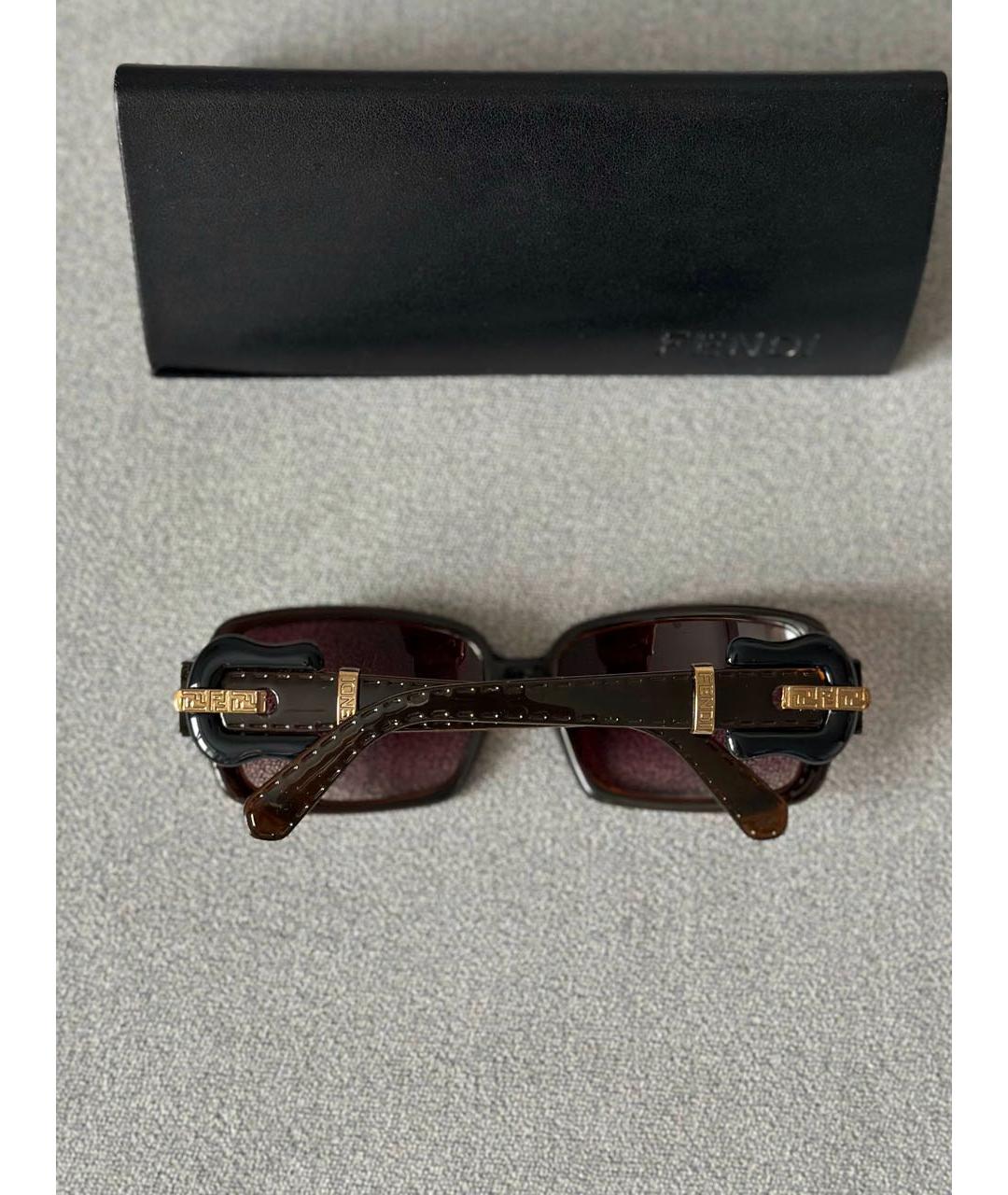 FENDI Коричневые пластиковые солнцезащитные очки, фото 3