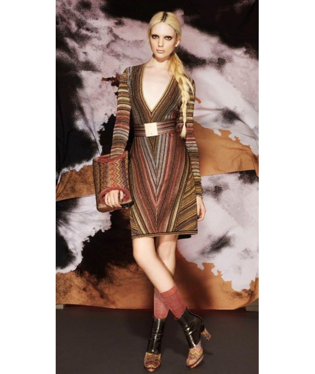 MISSONI Золотое вискозное вечернее платье, фото 5