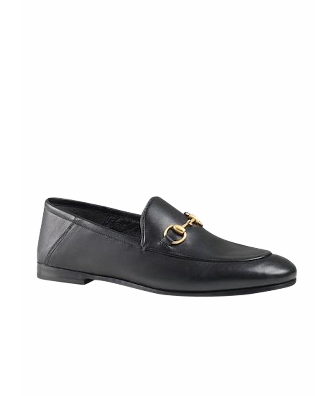 GUCCI Черные кожаные лоферы, фото 1