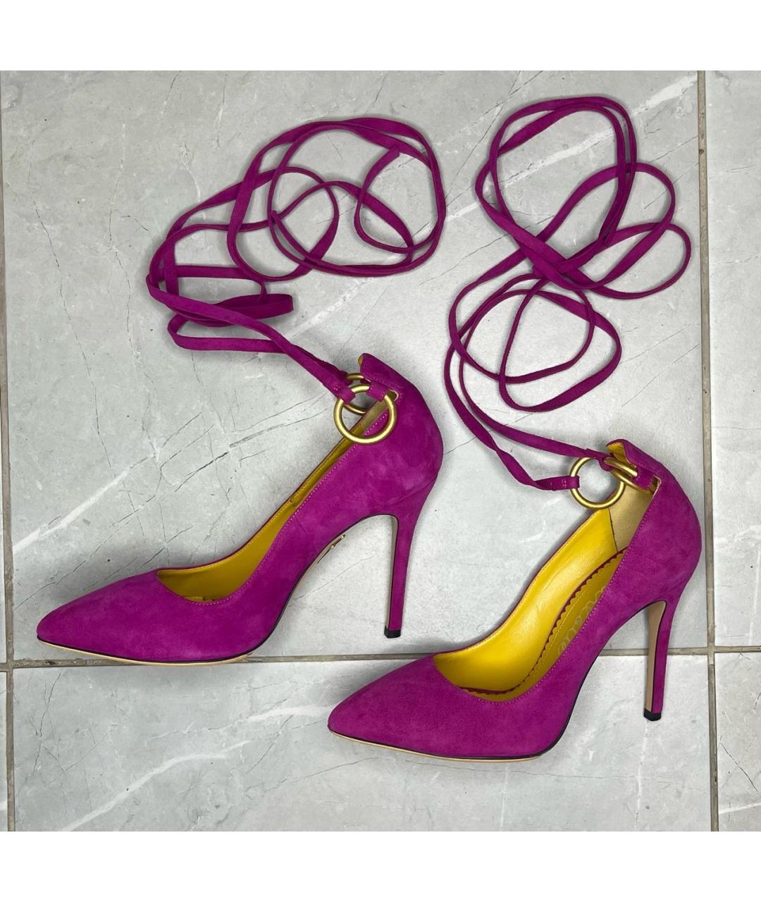 CHARLOTTE OLYMPIA Фуксия замшевые туфли, фото 4