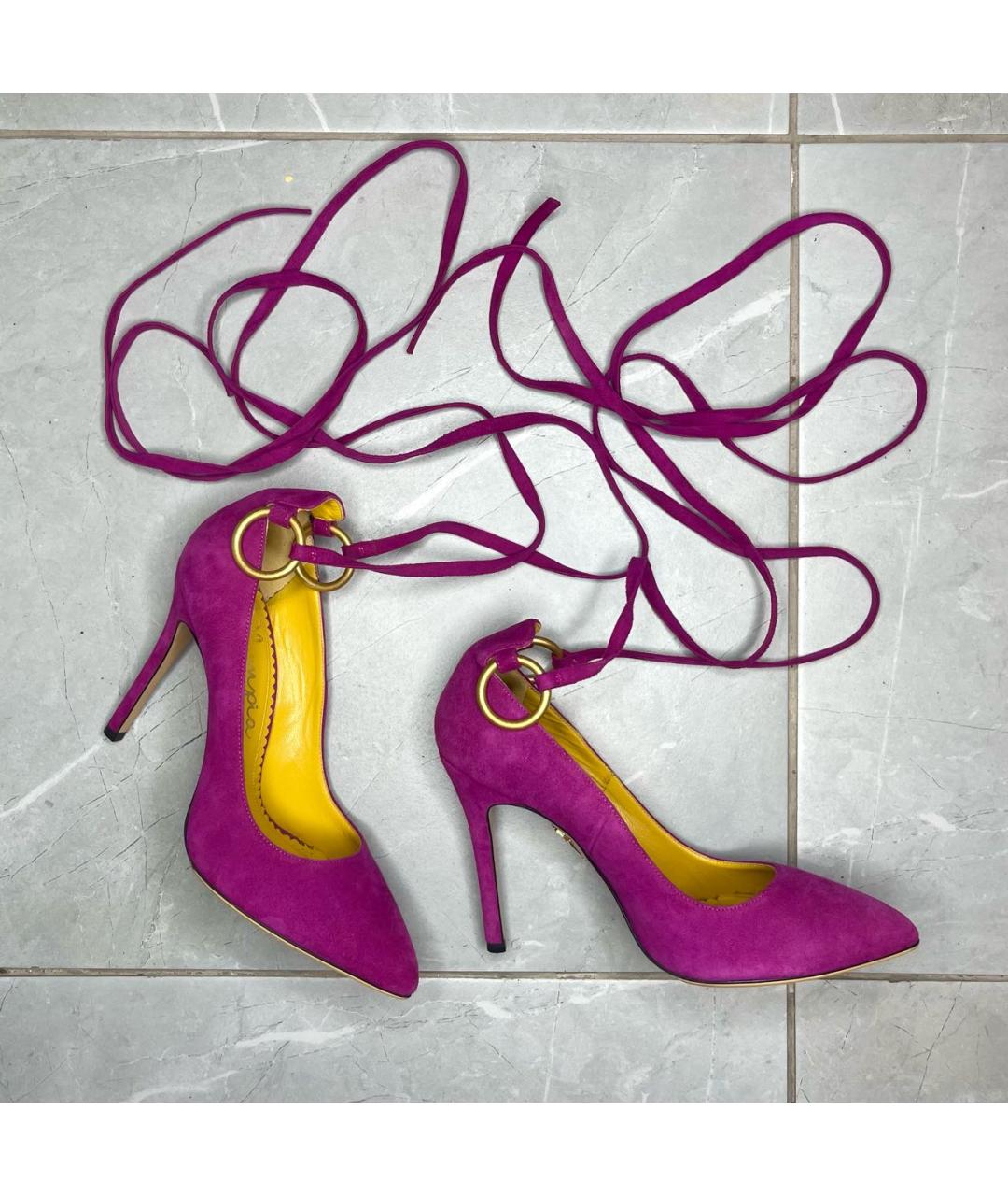 CHARLOTTE OLYMPIA Фуксия замшевые туфли, фото 6