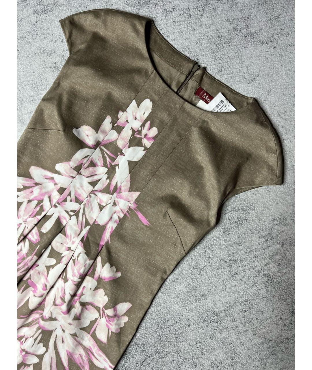 MAX MARA STUDIO Коричневое хлопко-эластановое платье, фото 2