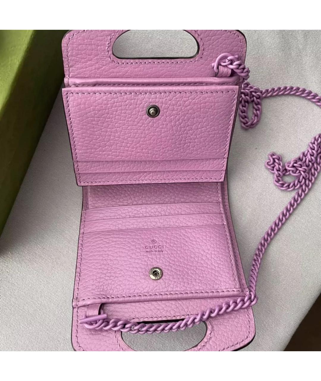 GUCCI Фиолетовый кожаный кардхолдер, фото 3